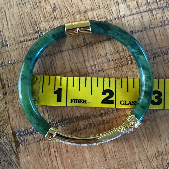 HSN Jade of Yesteryear Nephrite Jade & Cubic Zirconia Hinged Bracelet - Picture 5 of 6